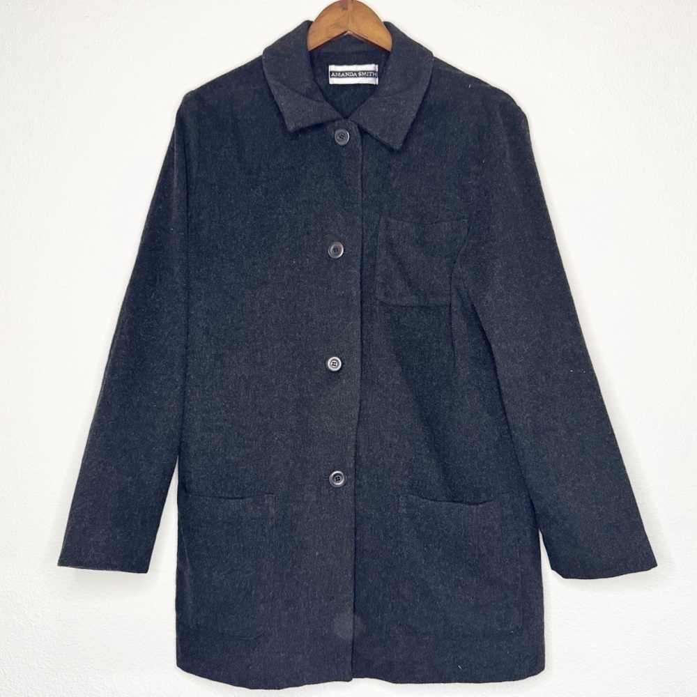 Vintage Amanda Smith Wool Cashmere Chore Jacket Size 14 Classic Vintage Academia - Picture 2 of 15